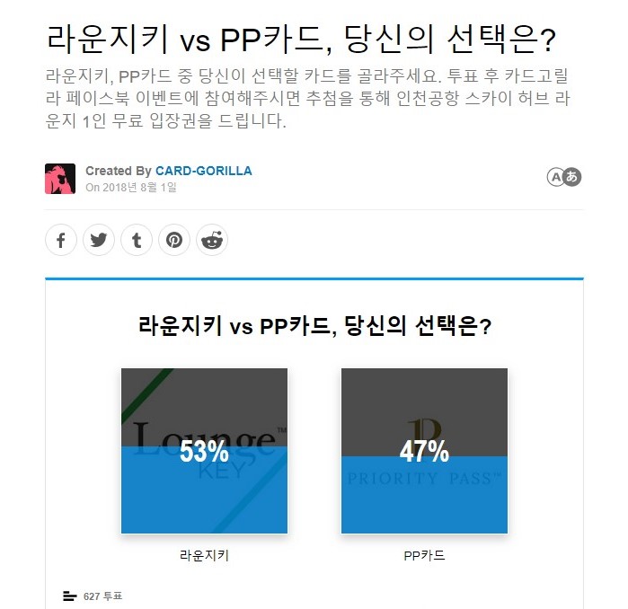 카드고릴라 : 라운지키 vs PP카드, 선호하는 공항라운지 이용 방식은? 카드고릴라 : 라운지키 Vs Pp카드, 선호하는 공항라운지 이용 방식은?